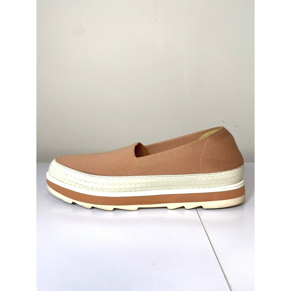 Louise et Cie Womens Knit Platform Slip On Sneakers Dusty Rose Pink Leather Trim